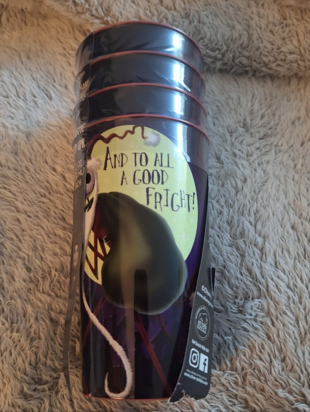 Nightmare Before Christmas Jack Santa Plastic Tumbler Cups 22 oz Set of 4